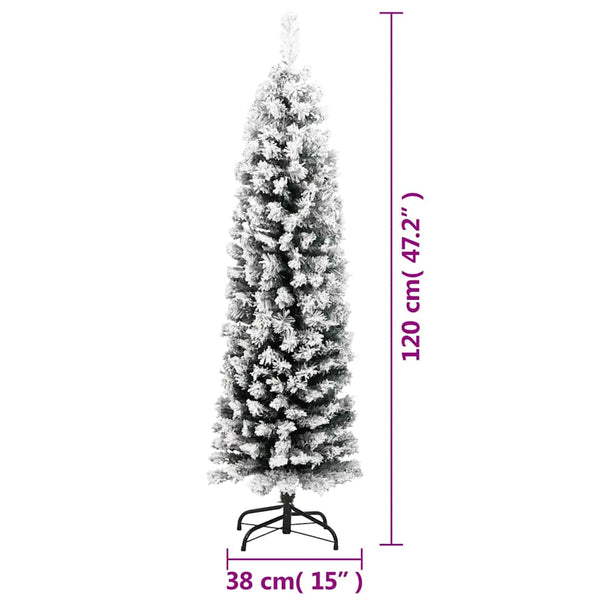 Schlanker, beschneiter Weihnachtsbaum, 120 cm