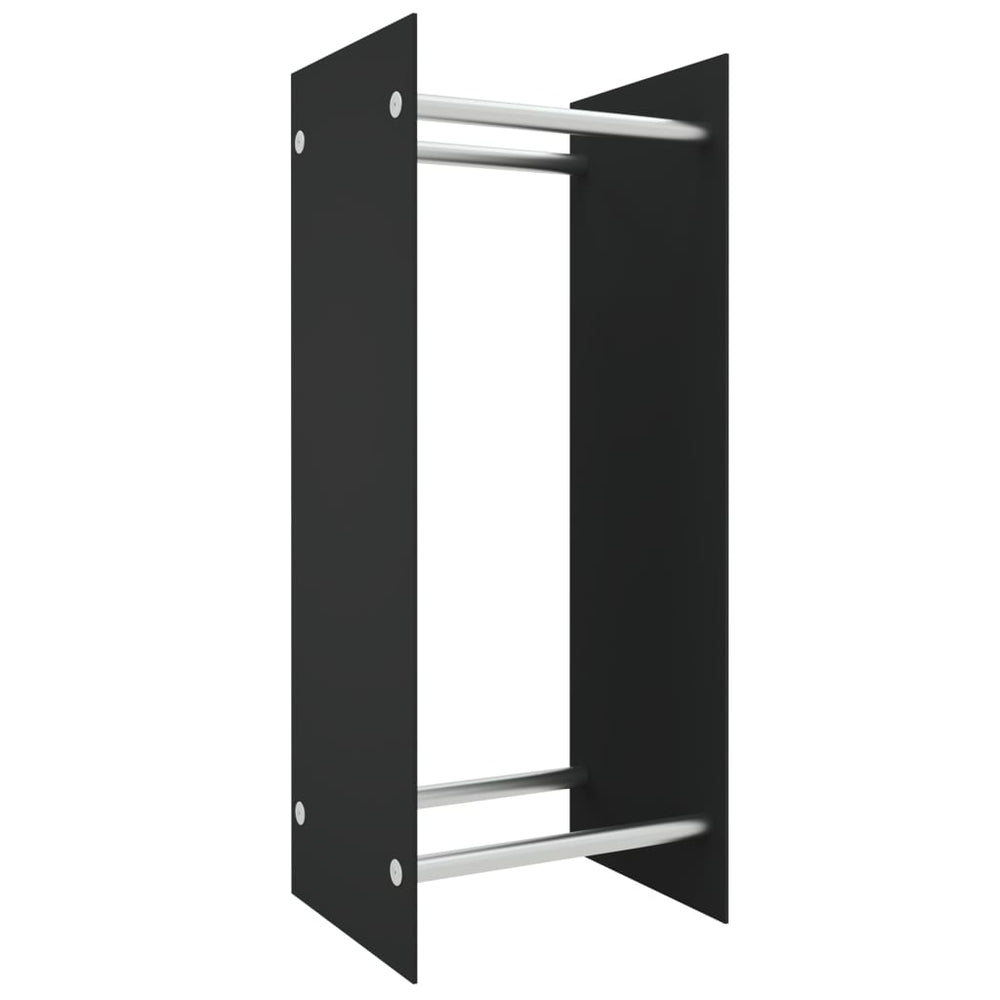 Brennholzregal Schwarz Hartglas 40x35x100 cm