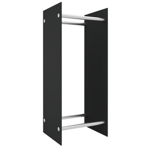 Brennholzregal Schwarz Hartglas 40x35x100 cm