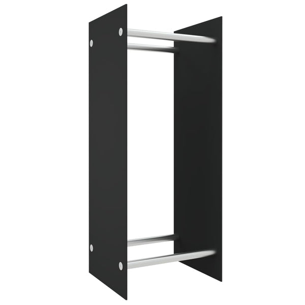 Brennholzregal Schwarz Hartglas 40x35x100 cm