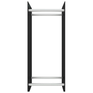 Brennholzregal Schwarz Hartglas 40x35x100 cm