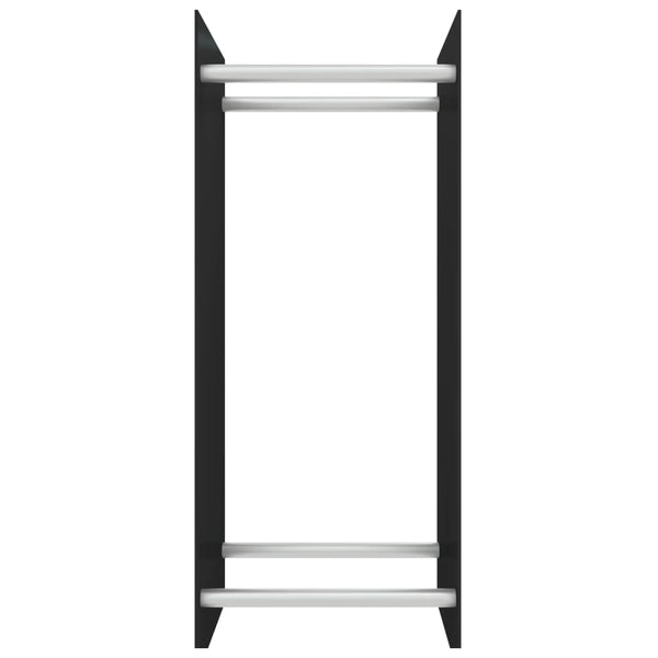 Brennholzregal Schwarz Hartglas 40x35x100 cm
