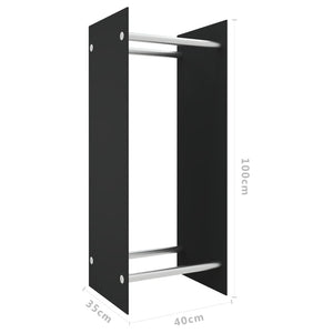 Brennholzregal Schwarz Hartglas 40x35x100 cm