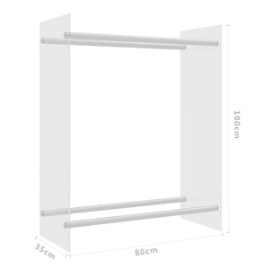 Transparentes Brennholzregal aus Glas, 80x35x100 cm