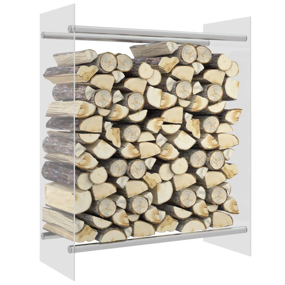 Transparentes Brennholzregal aus Glas, 80x35x100 cm