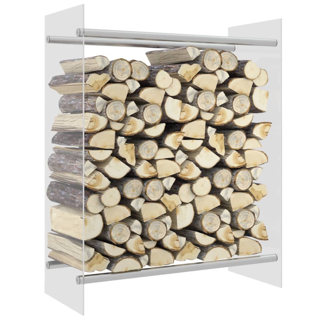 Transparentes Brennholzregal aus Glas, 80x35x100 cm