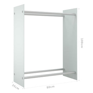 vidaXL Range-bûches Blanc 80x35x100 cm Verre trempé