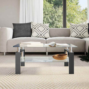 Couchtisch Schwarz Hartglas 95x55 cm