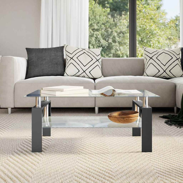 Couchtisch Schwarz Hartglas 95x55 cm
