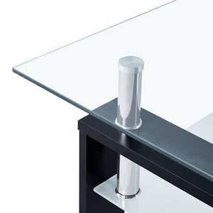 Couchtisch Schwarz Hartglas 95x55 cm