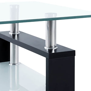 Couchtisch Schwarz Hartglas 95x55 cm