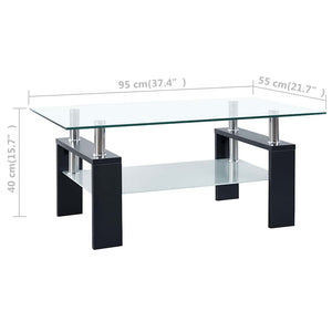 Couchtisch Schwarz Hartglas 95x55 cm
