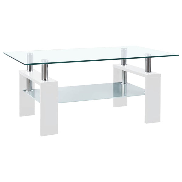 Couchtisch Weiß Hartglas 95x55 cm