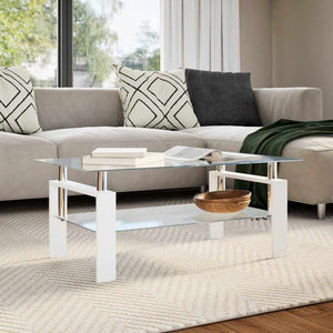 Couchtisch Weiß Hartglas 95x55 cm