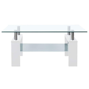 Couchtisch Weiß Hartglas 95x55 cm