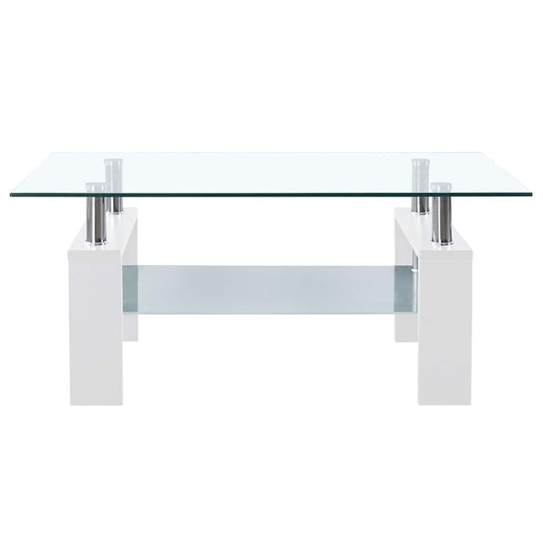 Couchtisch Weiß Hartglas 95x55 cm