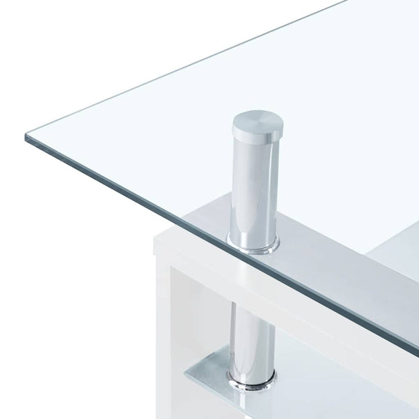 Couchtisch Weiß Hartglas 95x55 cm
