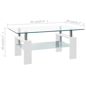 Couchtisch Weiß Hartglas 95x55 cm