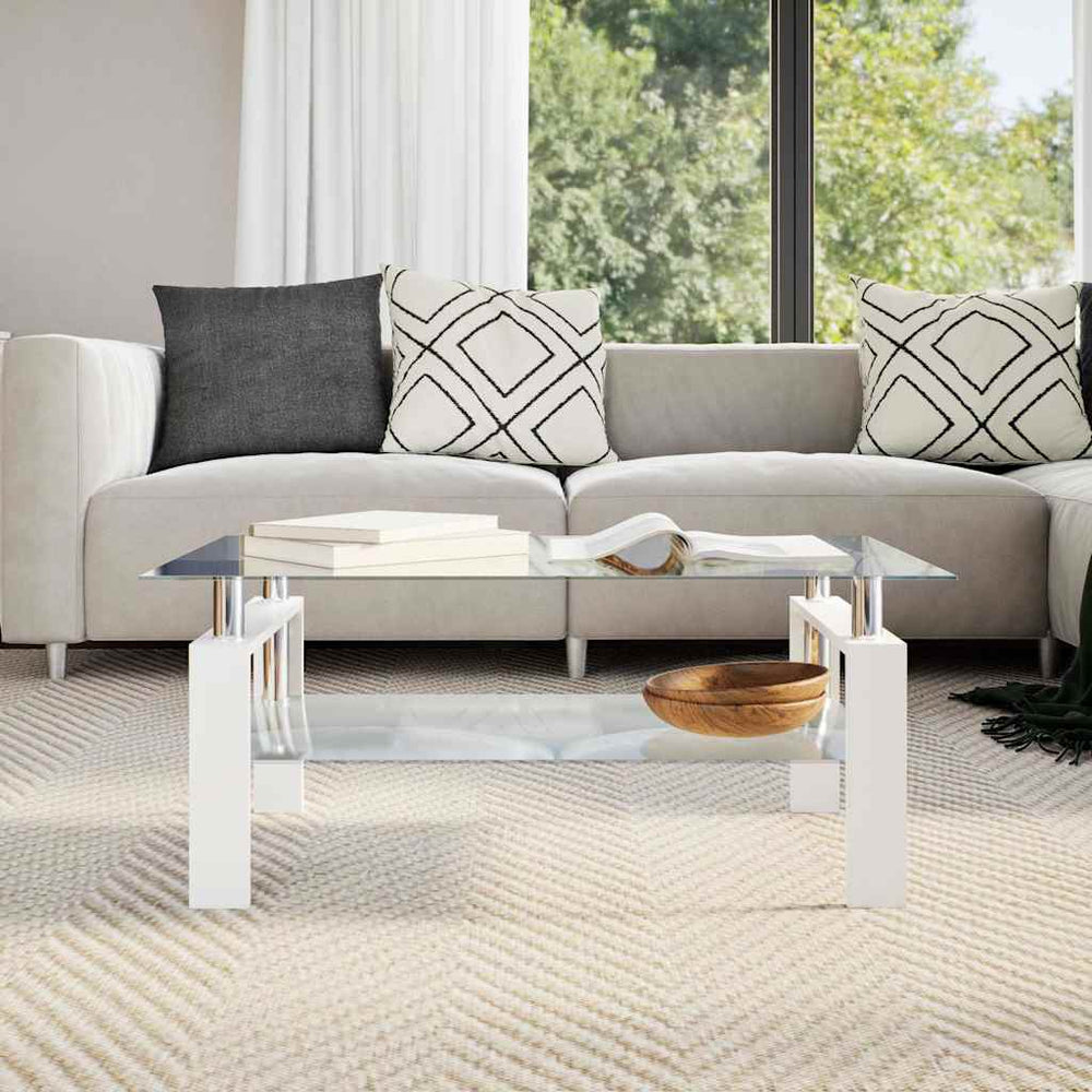 Couchtisch Weiß Hartglas 95x55 cm