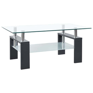 vidaXL Table basse gris transparent 95x55x40 cm verre trempé