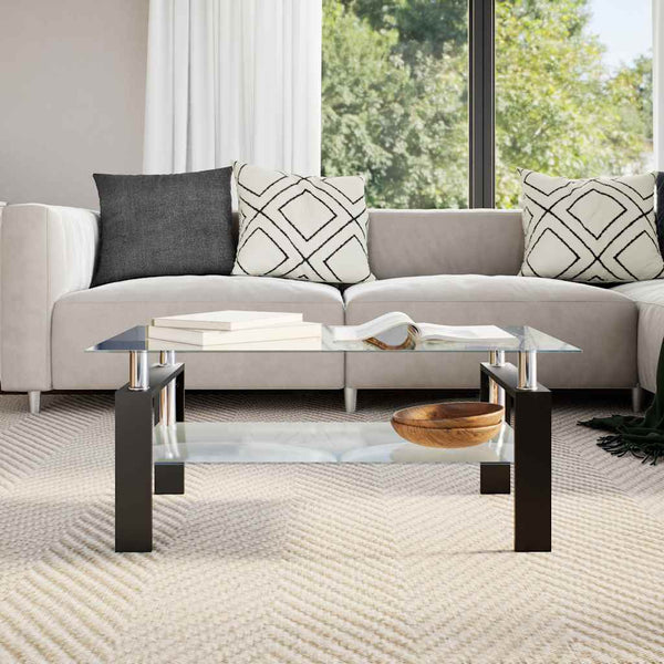 vidaXL Table basse gris transparent 95x55x40 cm verre trempé