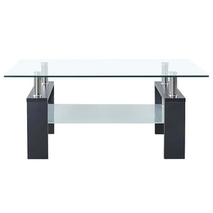 vidaXL Table basse gris transparent 95x55x40 cm verre trempé