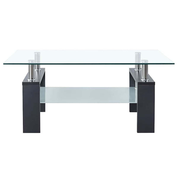 vidaXL Table basse gris transparent 95x55x40 cm verre trempé