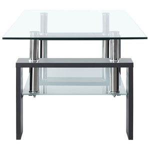 vidaXL Table basse gris transparent 95x55x40 cm verre trempé