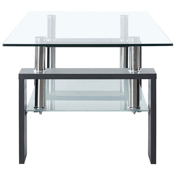 vidaXL Table basse gris transparent 95x55x40 cm verre trempé
