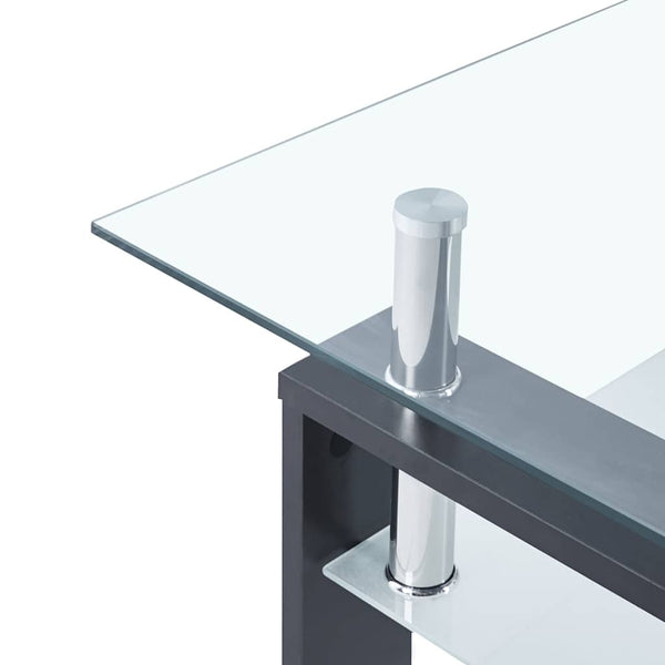 vidaXL Table basse gris transparent 95x55x40 cm verre trempé