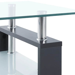 vidaXL Table basse gris transparent 95x55x40 cm verre trempé