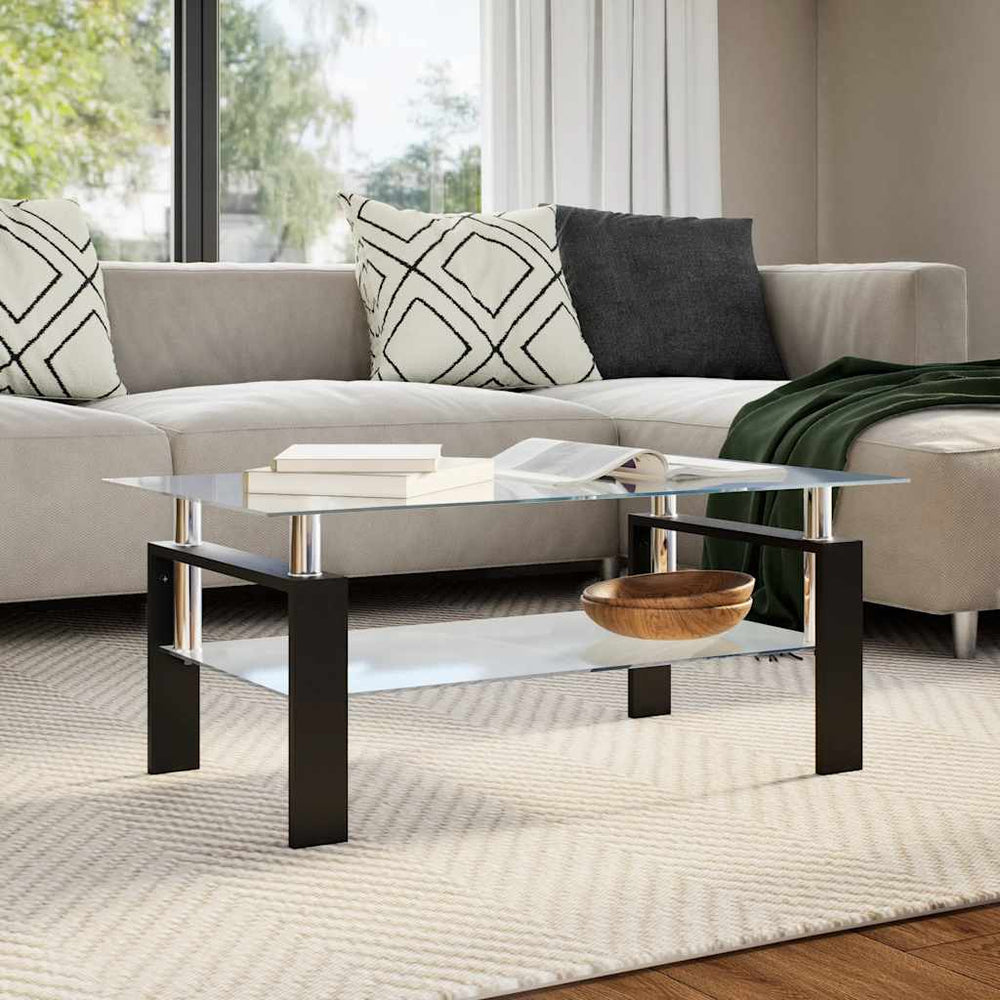 Couchtisch Grau Transparent Hartglas 95x55 cm