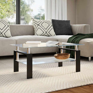 vidaXL Table basse gris transparent 95x55x40 cm verre trempé