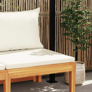 Gartenbank mit Tisch & Cremeweißen Kissen Massivholz Akazie