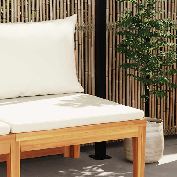 Gartenbank mit Tisch & Cremeweißen Kissen Massivholz Akazie