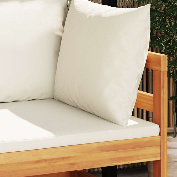 Ecksofa mit Cremeweißen Kissen Massivholz Akazie