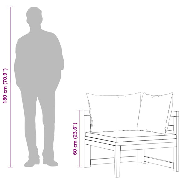 Ecksofa mit Cremeweißen Kissen Massivholz Akazie