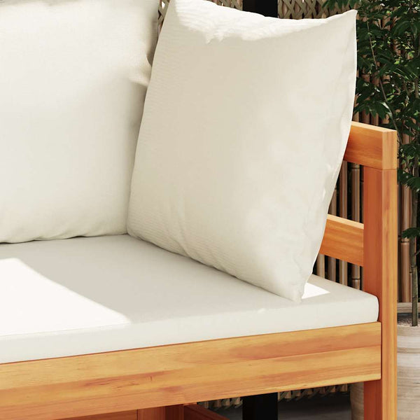 2-tlg. Garten-Lounge-Set mit Kissen Cremeweiß Akazienholz