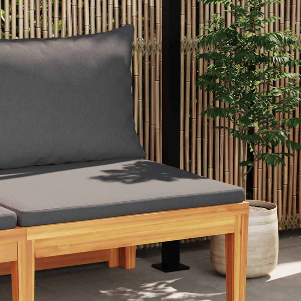 Gartenbank mit Tisch & Dunkelgrauen Kissen Massivholz Akazie