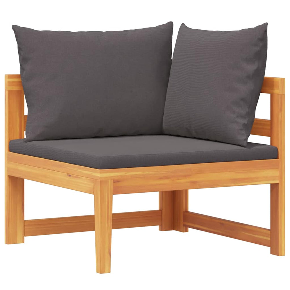 Ecksofa mit Dunkelgrauen Kissen Massivholz Akazie