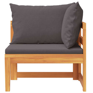 Ecksofa mit Dunkelgrauen Kissen Massivholz Akazie