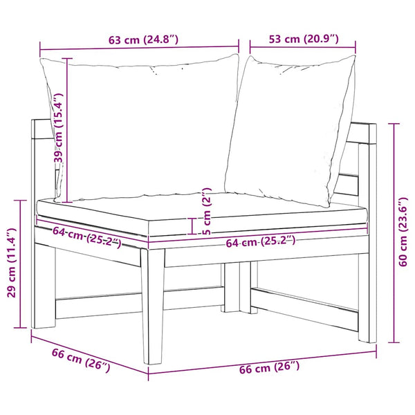 Ecksofa mit Dunkelgrauen Kissen Massivholz Akazie