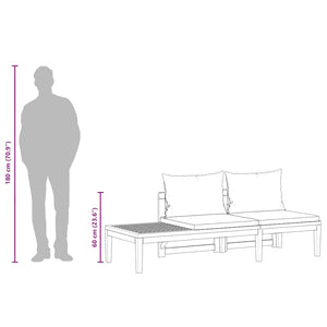 2-tlg. Garten-Lounge-Set mit Dunkelgrauen Kissen Akazienholz