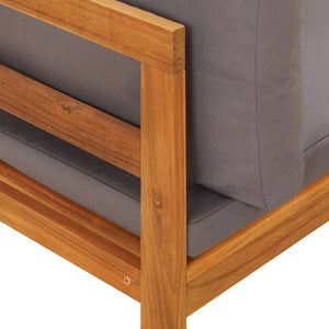 2-tlg. Garten-Lounge-Set mit Dunkelgrauen Kissen Akazienholz