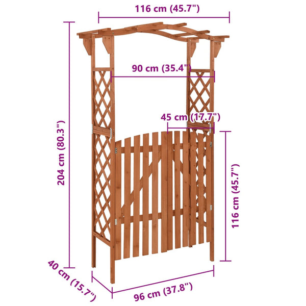 Pergola mit Tor 116x40x204 cm Massivholz Tanne
