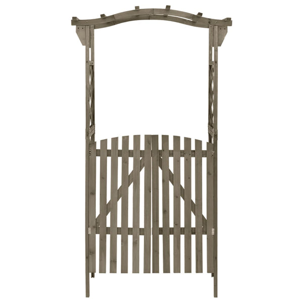 Pergola mit Tor 116x40x204 cm Grau Massivholz Tanne