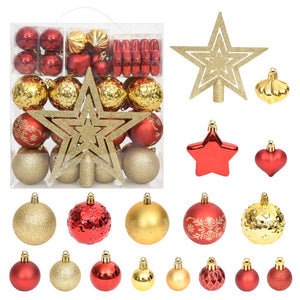 70-teiliges Weihnachtskugel-Set Gold und Rot