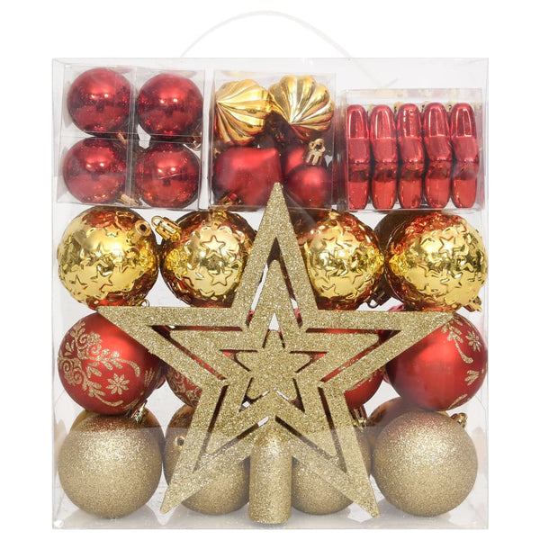 70-teiliges Weihnachtskugel-Set Gold und Rot