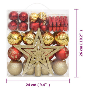 70-teiliges Weihnachtskugel-Set Gold und Rot