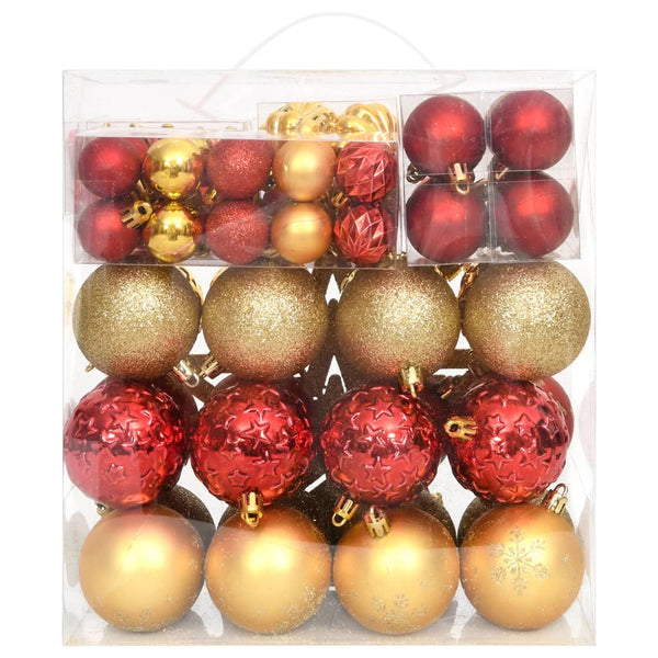 70-teiliges Weihnachtskugel-Set Gold und Rot